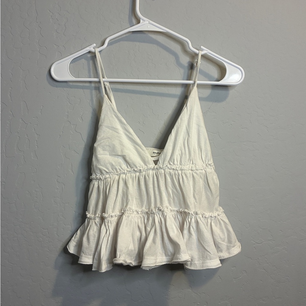 Mustard Seed White Ruffle Blouse